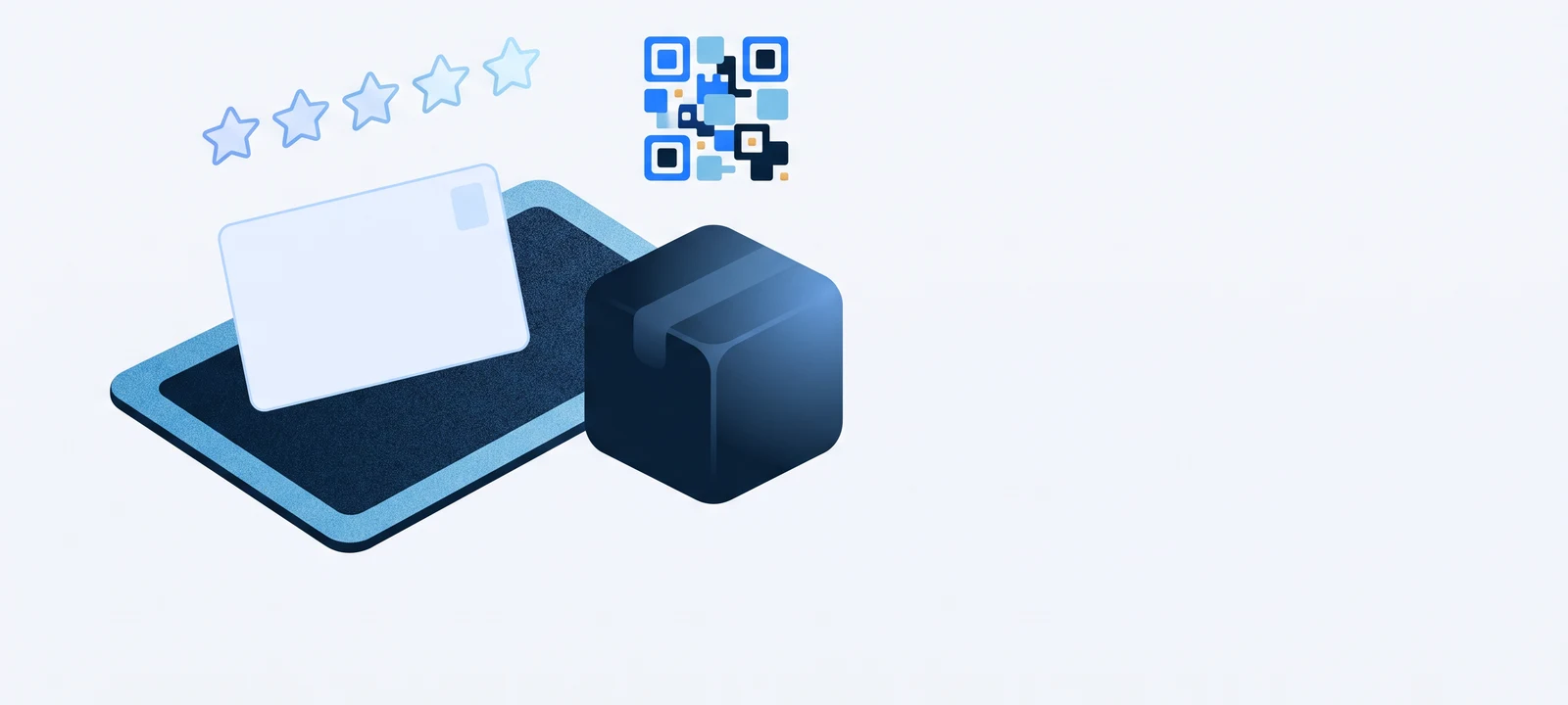 A postcard asking a customer for a product review, with a QR code to the review page, arriving after delivery